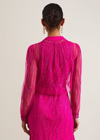 Phase Eight Lila Beaded Cover Up Jackets Fuchsia Canada | SBWCEN-932